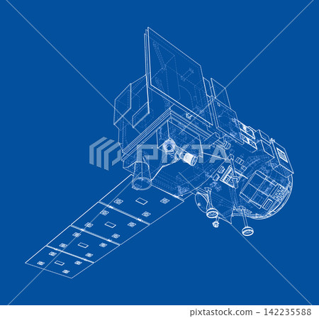 satellite blueprint design. Vector satellite blueprint design. Vector 142235588