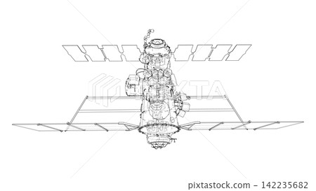 detailed illustration of a space station. Vector detailed illustration of a space station. Vector 142235682