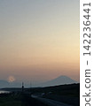 Mount Fuji bathed in the setting sun and the Shonan fireworks display 142236441
