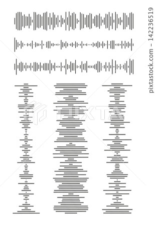 Mobile messenger symbol. Waveform patterns. Audio chat speech sound wave icon. Online podcast radio, music player interface or application elements set. Voice message. Equalizer symbol collection. Mobile messenger symbol. Waveform patterns. Audio chat speech sound wave icon. Online podcast radio, music player interface or application elements set. Voice message. Equalizer symbol collection. 142236519