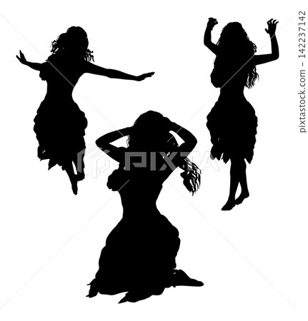 Silhouette of Abstract Dancing Woman Silhouette of Abstract Dancing Woman 142237142
