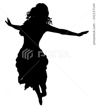 Silhouette of Abstract Dancing Woman Silhouette of Abstract Dancing Woman 142237144