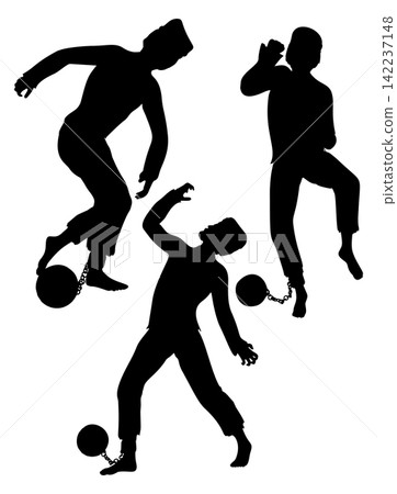 Silhouette of Prisoner with Ball and Chain Silhouette of Prisoner with Ball and Chain 142237148