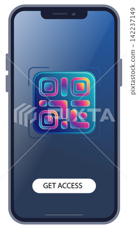 Smartphone Screen With Glowing QR Code Smartphone Screen With Glowing QR Code 142237149