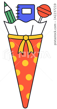 School Cone with Pencil Notebook Lollipop School Cone with Pencil Notebook Lollipop 142237219