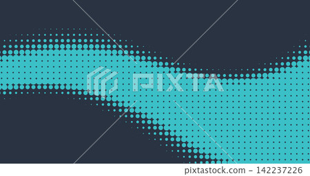 Turquoise Halftone Wave on Navy Background Turquoise Halftone Wave on Navy Background 142237226