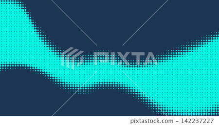 Turquoise Halftone Wave on Navy Background Turquoise Halftone Wave on Navy Background 142237227