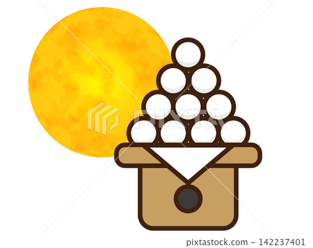 Illustration material of the moon and moon-viewing dumplings Illustration material of the moon and moon-viewing dumplings 142237401