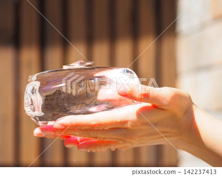 Ice held in both hands 142237413