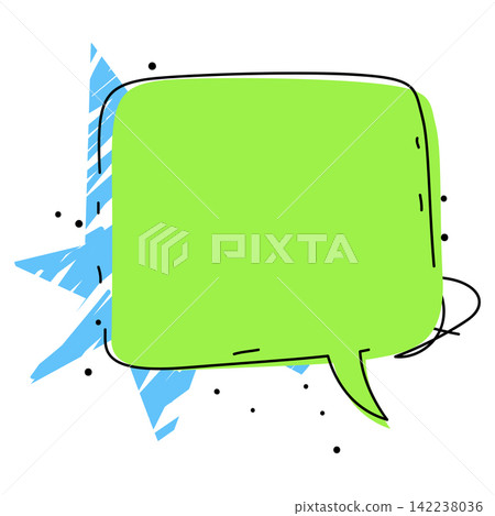 Speech bubble green sticker. Grunge strokes background. Paper note for text design. Speech bubble green sticker. Grunge strokes background. Paper note for text design. 142238036