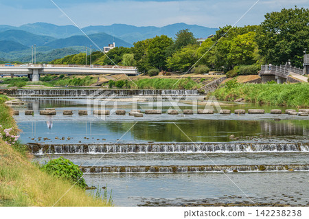 京都市丸太町橋下游,鴨川沿岸的夏日景色。 京都市丸太町橋下游,鴨川沿岸的夏日景色。 142238238