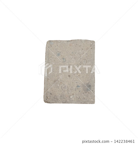 Rectangular grey concrete paving block isolated on white background construction material for masonry and building projects Rectangular grey concrete paving block isolated on white background construction material for masonry and building projects 142238461