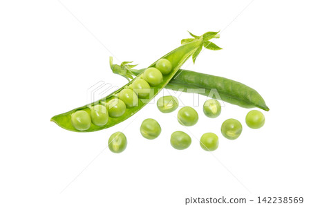 Green Peas. Pea Pod Isolated on White. Green Peas. Pea Pod Isolated on White. 142238569