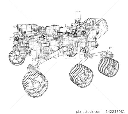 Mars rover wireframe illustration. Vector Mars rover wireframe illustration. Vector 142238981