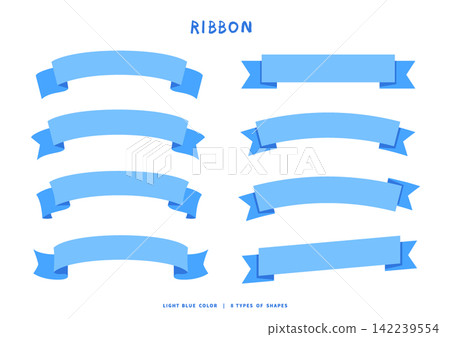 Set of 8 light blue ribbon banners (headings, titles, and decorative frame materials) Set of 8 light blue ribbon banners (headings, titles, and decorative frame materials) 142239554