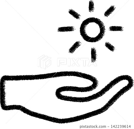 Sun in the palm of your hand - Energy icon - Hand-painted - Monochrome Sun in the palm of your hand - Energy icon - Hand-painted - Monochrome 142239614