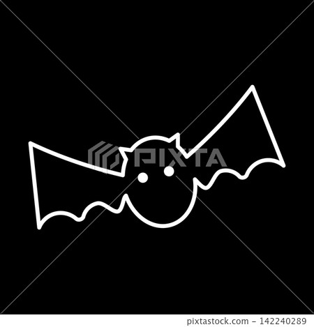 Bat icon with white lines; round eyes/white-eyed face; suitable for Halloween, animals, creepy, cute, scary, monsters, etc. 142240289