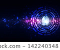 Abstract artificial intelligence technology background with glowing human brain and futuristic digital interface. illustration vector design background. 142240348