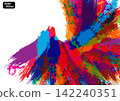 Vibrant abstract colorful paint brush strokes background with grunge texture and copy space 142240351