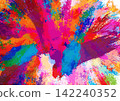 Abstract colorful paint splash background with bold brush strokes and grunge watercolor splatter for poster, music event flyer, and fashion design 142240352