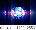 Abstract artificial intelligence technology background with glowing digital globe and neural network elements. illustration vector design background. 142240353