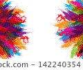 Vibrant abstract colorful paint brush strokes background with grunge texture and copy space 142240354