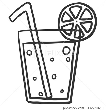 Illustration of carbonated drink (line drawing) 142240649