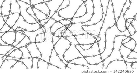 Barbed wire background. Protection concept. Design element for military, security, prison, slavery concepts 142240680