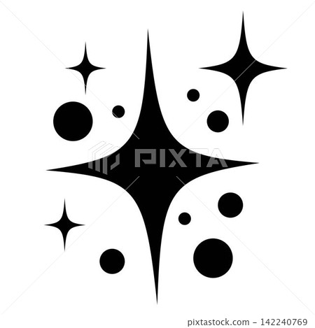 Black decorative sparkles, sparkling stars, shiny flashes of fireworks. Collection original stars Black decorative sparkles, sparkling stars, shiny flashes of fireworks. Collection original stars 142240769