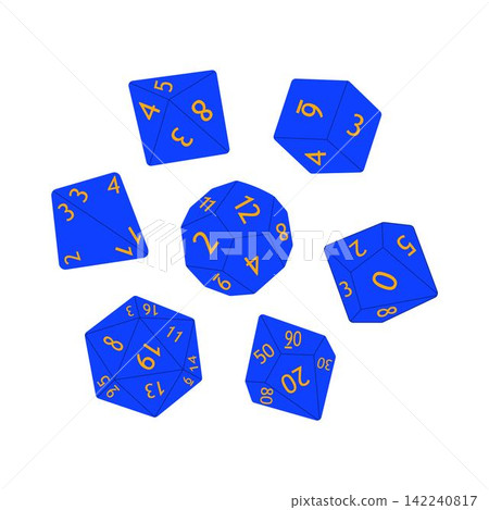 D8 D10 D12 D20 Dice for Board games. Collection of polyhedral dices with different sides 142240817
