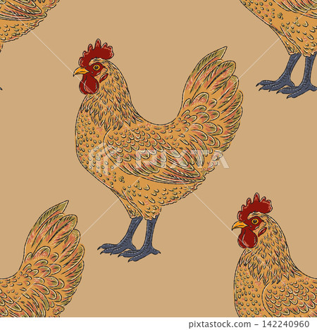 seamless pattern with roosters seamless pattern with roosters 142240960