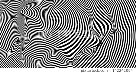 Geometric abstract hypnotic wormhole tunnel. Optical Illusion background. Black and white pattern, spherical volume Geometric abstract hypnotic wormhole tunnel. Optical Illusion background. Black and white pattern, spherical volume 142241094