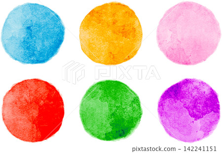 Watercolor circle icon set Watercolor circle icon set 142241151