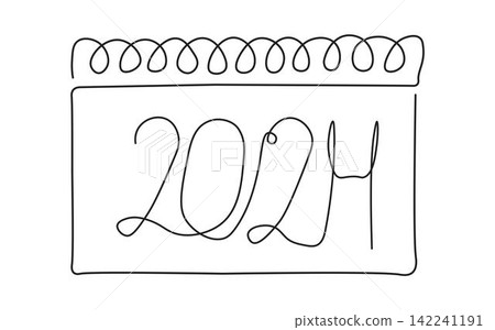 Loose-leaf calendar continuous line drawing. Organizer concept. Leap year Loose-leaf calendar continuous line drawing. Organizer concept. Leap year 142241191