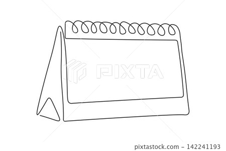 Loose-leaf calendar continuous line drawing. Organizer concept. Leap year Loose-leaf calendar continuous line drawing. Organizer concept. Leap year 142241193
