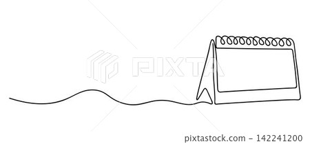 Loose-leaf calendar continuous line drawing. Organizer concept. Time planer concept Loose-leaf calendar continuous line drawing. Organizer concept. Time planer concept 142241200