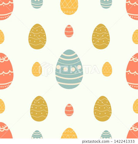 Seamless patterns with Easter eggs. Traditional religious Easter symbols. Template for fabric, wallpaper, wrapping paper Seamless patterns with Easter eggs. Traditional religious Easter symbols. Template for fabric, wallpaper, wrapping paper 142241333