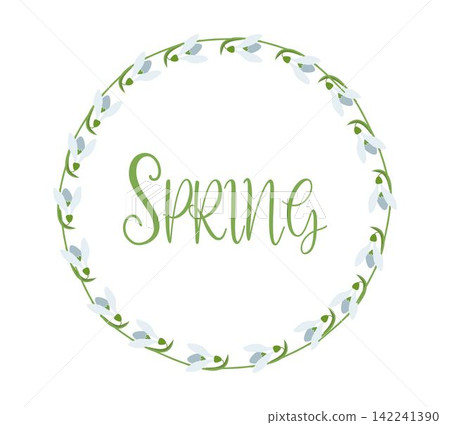 Snowdrops hand drawn flower wreath. Spring is coming. Snowdrop day. Design Element for Spring Holidays Greeting Cards, Invitations Snowdrops hand drawn flower wreath. Spring is coming. Snowdrop day. Design Element for Spring Holidays Greeting Cards, Invitations 142241390