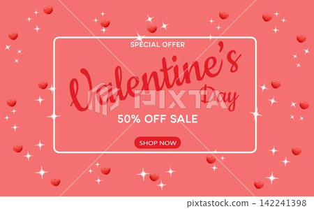 Valentines day banner on pink background. Perfect for cards various designs Valentines day banner on pink background. Perfect for cards various designs 142241398