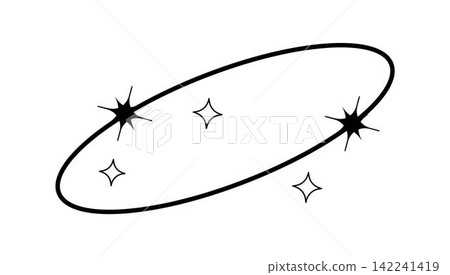 Y2k geometric shape, minimalist frame with stars. Retro design element for social media or poster 142241419