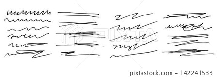Scribbles and sketches, marker line set. Hand drawn abstract doodle pencil scratch mark for your design 142241533