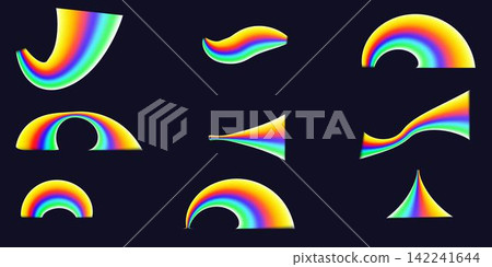Abstract dynamic on dark blue background with blurred bright rainbow gradient curve set.Wavy neon colorful spectrum backdrop cover. Element wallpaper for desktop, website page, advertising. Pride Abstract dynamic on dark blue background with blurred bright rainbow gradient curve set.Wavy neon colorful spectrum backdrop cover. Element wallpaper for desktop, website page, advertising. Pride 142241644