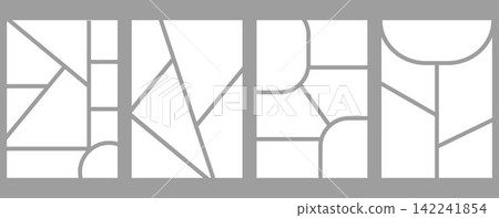 Set of templates minimalistic geometric photo frames. Mood board or photo image layout. Simple trendy geometric design 142241854