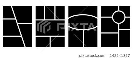 Set of templates minimalistic geometric photo frames. Mood board or photo image layout. Simple trendy geometric design Set of templates minimalistic geometric photo frames. Mood board or photo image layout. Simple trendy geometric design 142241857