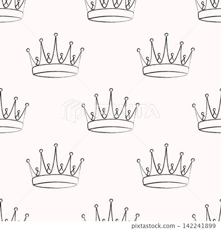 Hand drawn textured crown seamless pattern with brush or chalk. Trendy graffiti style. Modern print for textile, wrapping Hand drawn textured crown seamless pattern with brush or chalk. Trendy graffiti style. Modern print for textile, wrapping 142241899