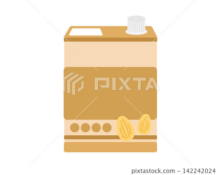 Almond milk in a paper carton - illustration (no text) Almond milk in a paper carton - illustration (no text) 142242024