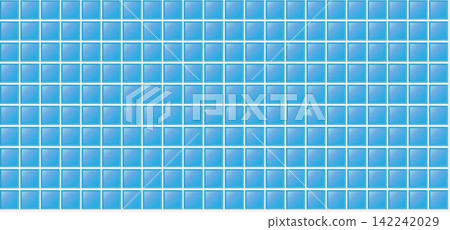 Blue tile design for wall and floor in kitchen, bathroom, toilet and living room. Clean square ceramic tiled grid pattern. Vector flat illustration 142242029