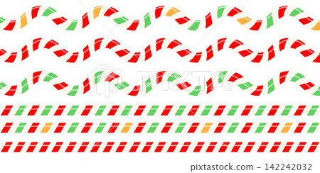 Set of line twisted red and green , yellow candy cane. Forms templates for the holiday. Vector isolated Set of line twisted red and green , yellow candy cane. Forms templates for the holiday. Vector isolated 142242032