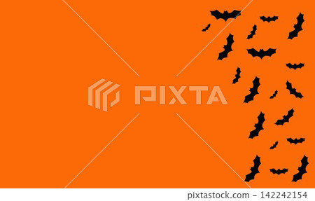 Black bats on a orange background Black bats on a orange background 142242154