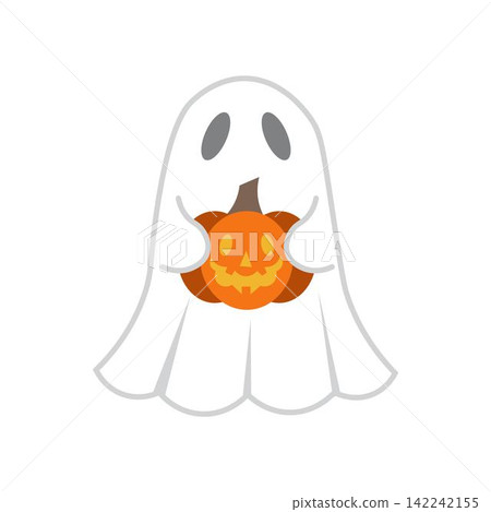 Flying ghost holding pumpkin Flying ghost holding pumpkin 142242155